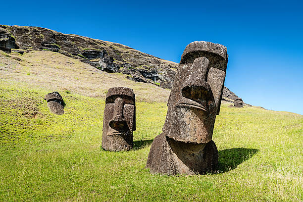 View of the giant sacred statues on Easter Island - Chile eSim