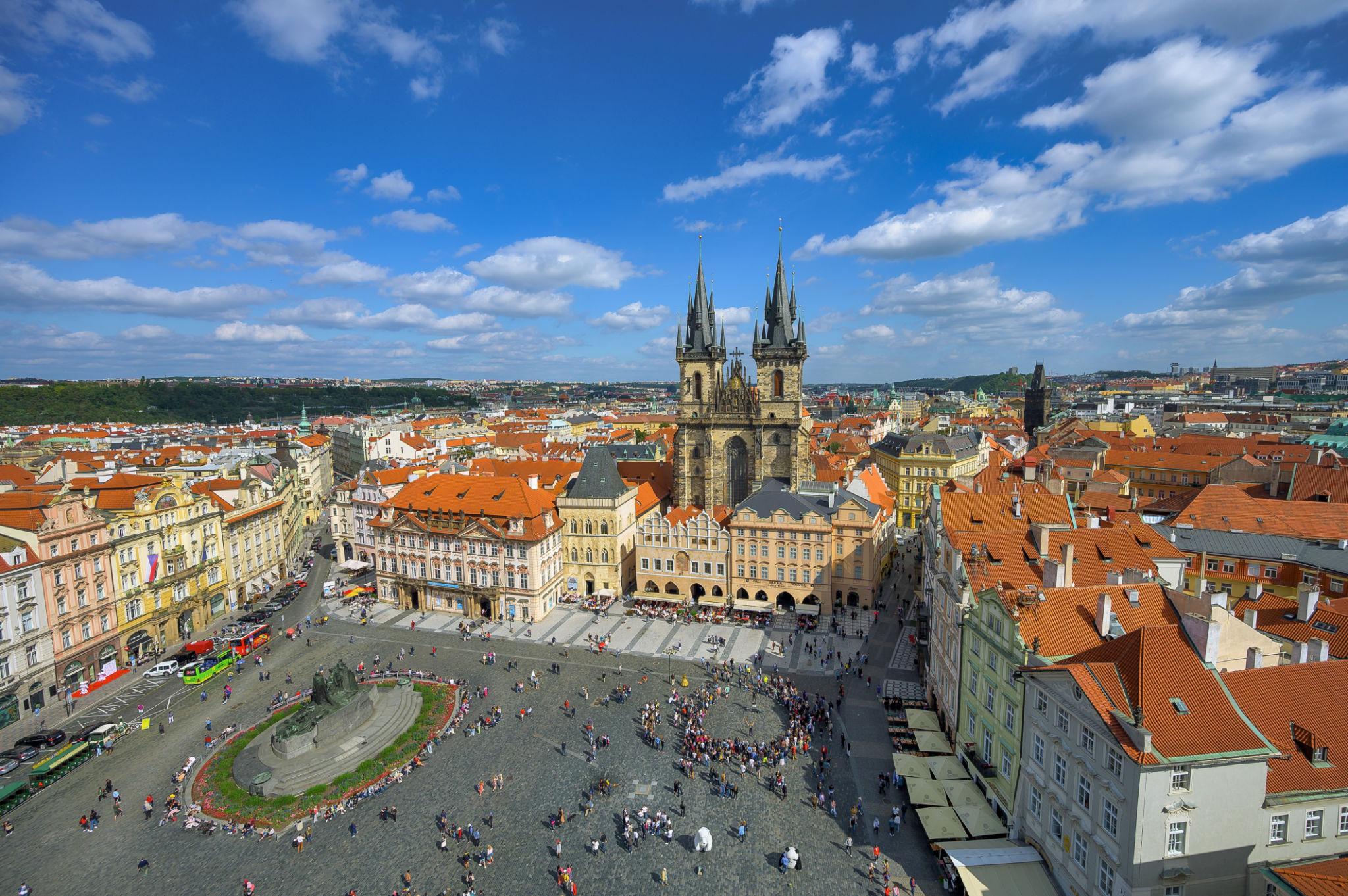 View of the Aerial view of old town square in Prague - Czech Republic eSim