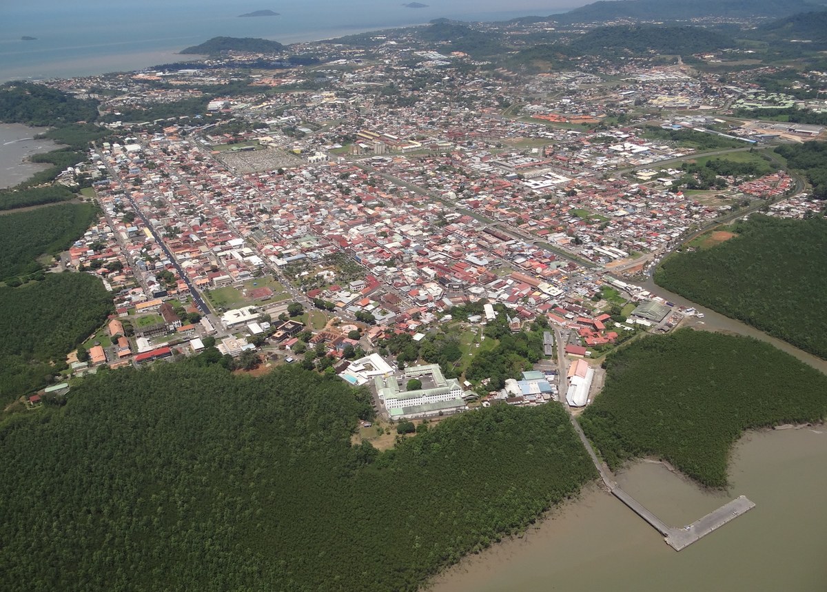 Aerial view of Cayenne on the Atlantic coast of French Guiana - French Guiana eSIM