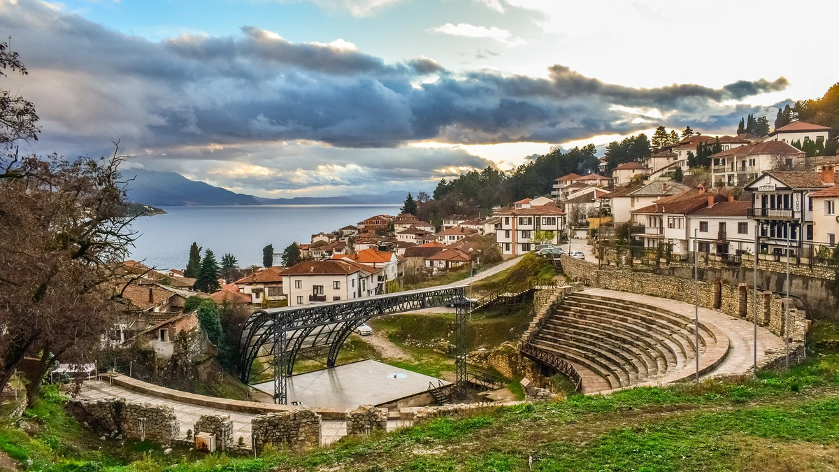 Ancient amphitheater overlooking Lake Ohrid - North Macedonia eSIM