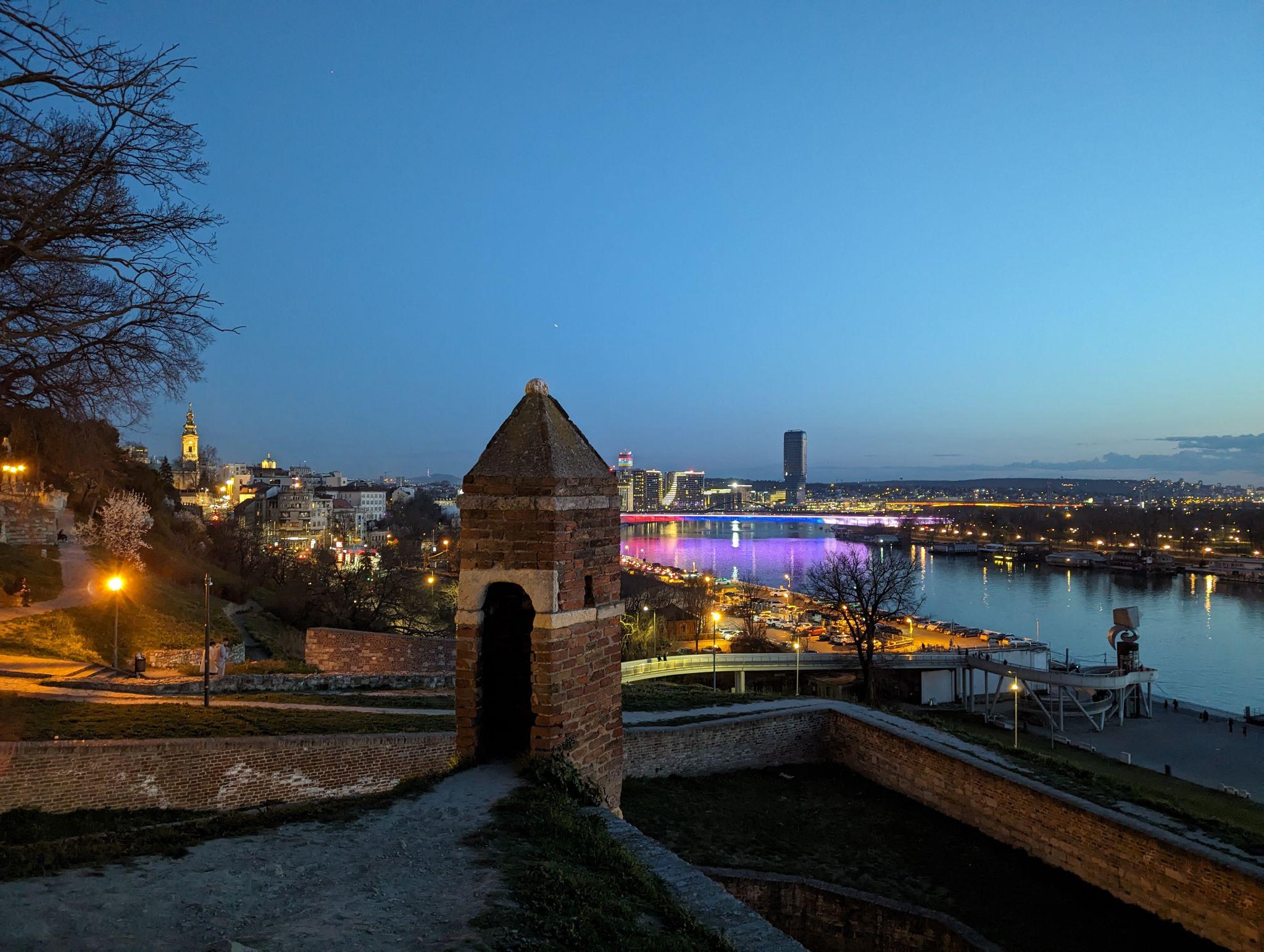 View of the Skyline of Belgrade at dusk, seen from Kalemagdan Fortress - Serbia eSim