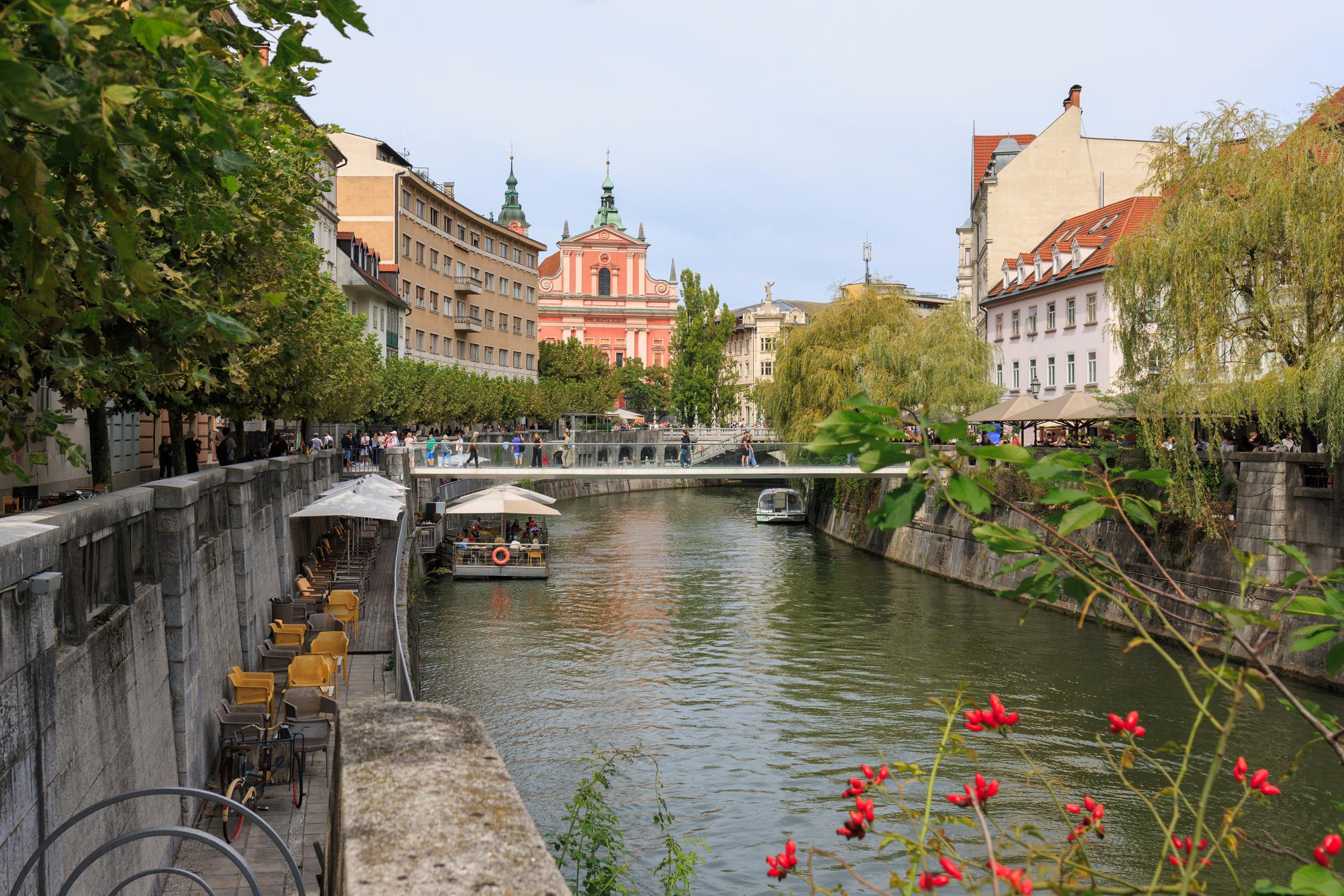 View of the ljubljanica river in Ljubljana - Slovenia eSim