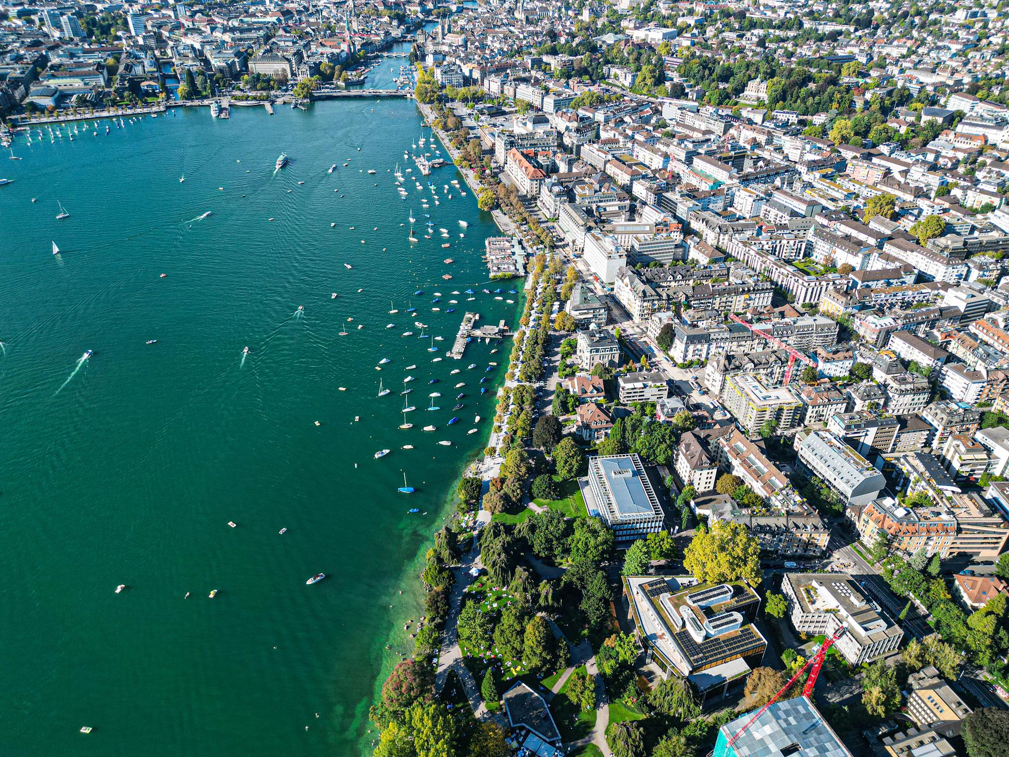 View of the Panoramic View of Zurich and Lake Zurich - Switzerland eSim